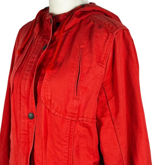 Eddie Bauer Linen Cotton Blend Utility Jacket Coat Orangey-Red Size Medium - Picture 6 of 10